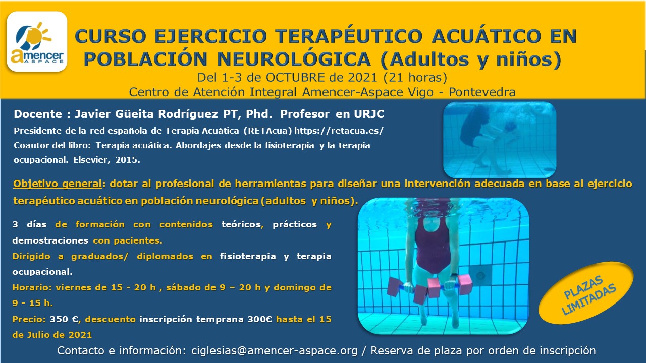 Curso ejercicio terapéutico acuático en población neurológica